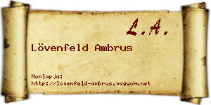 Lövenfeld Ambrus névjegykártya